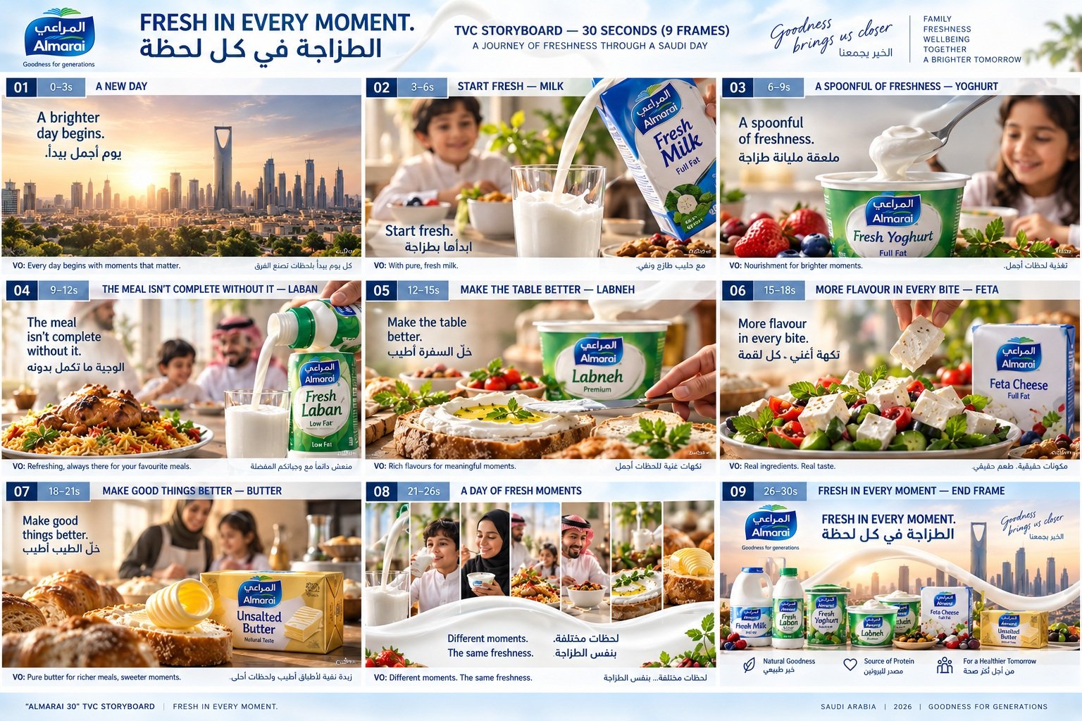 Almarai — Campaign storyboard overview