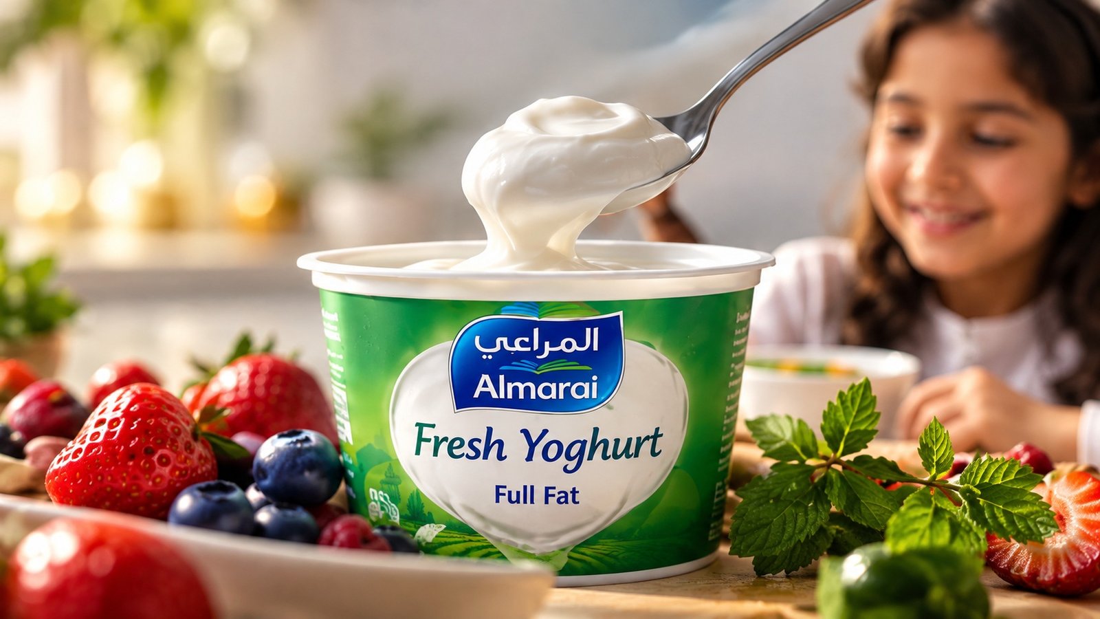 Almarai — Yoghurt and berries — clean film frame