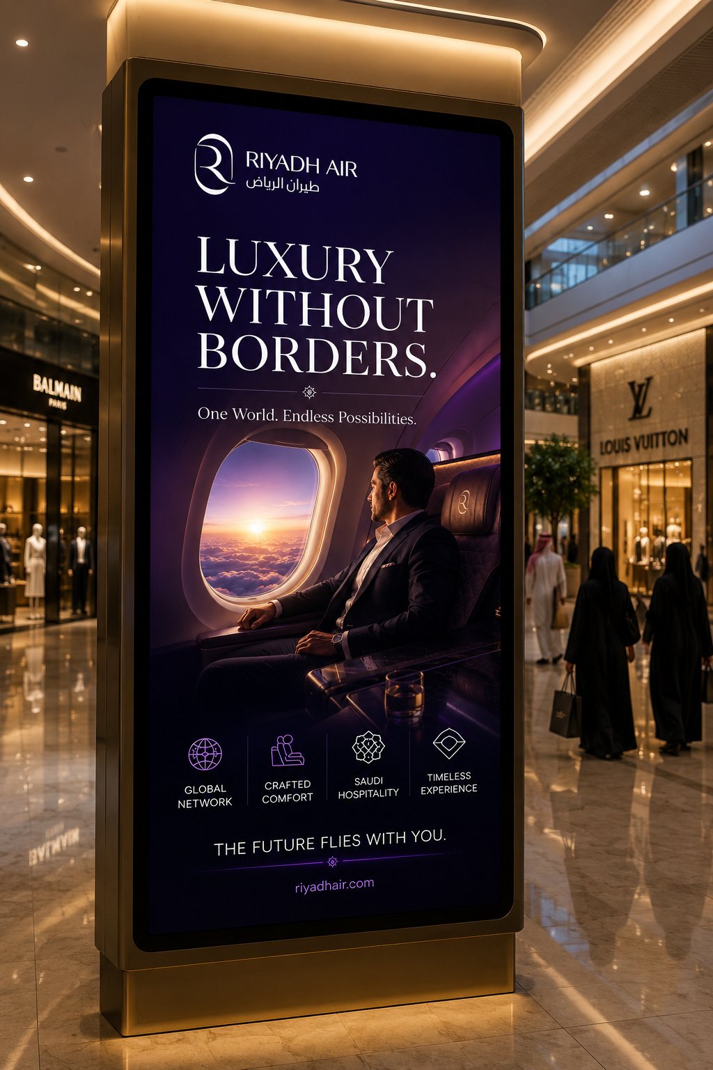 Riyadh Air mall digital screen concept