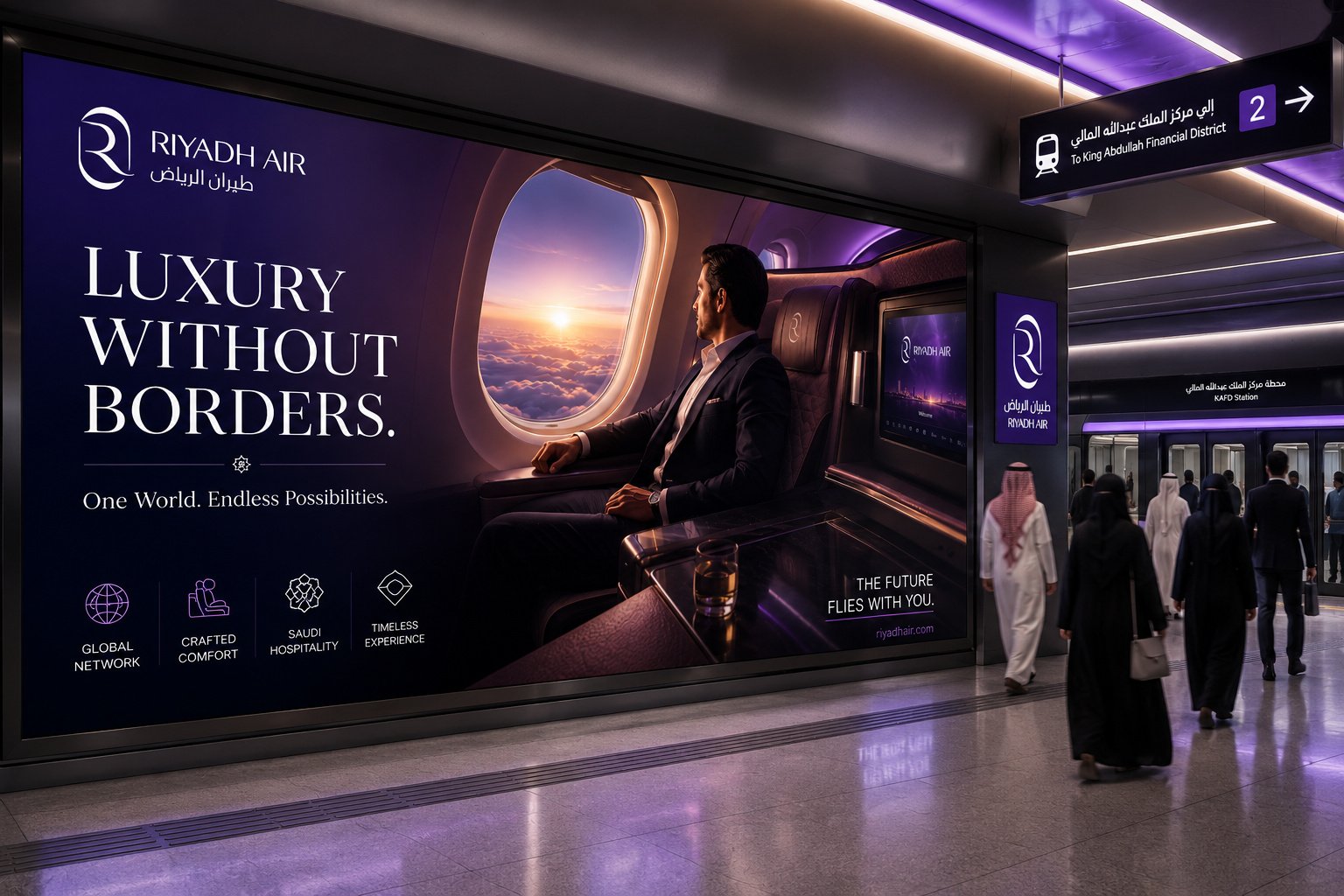 Riyadh Air metro station campaign concept