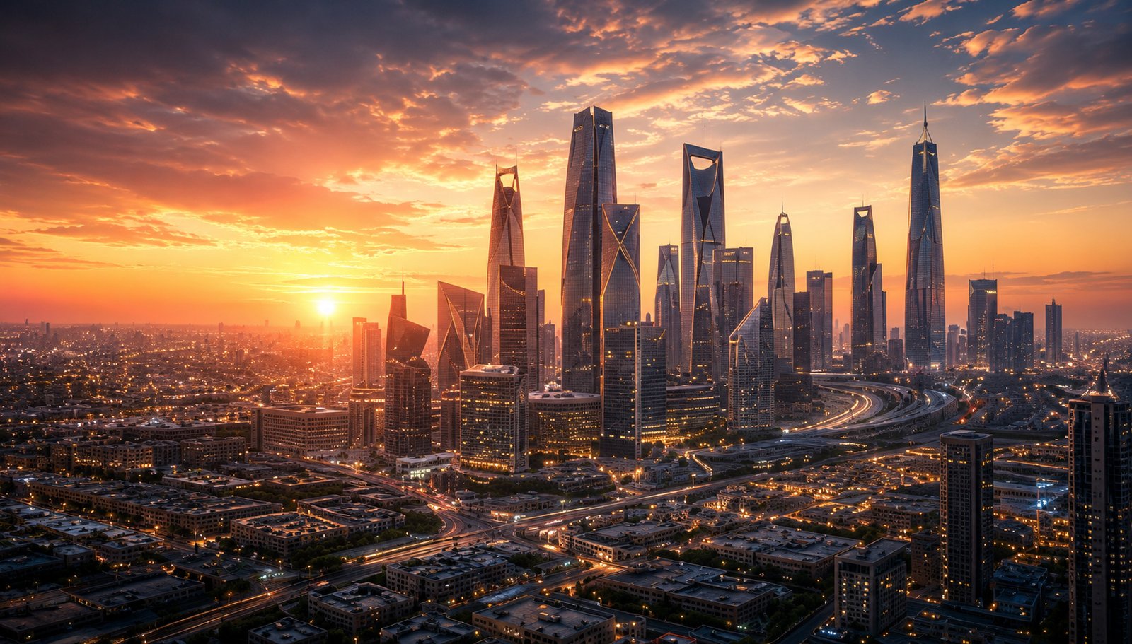 Riyadh Metro — Riyadh skyline at sunset