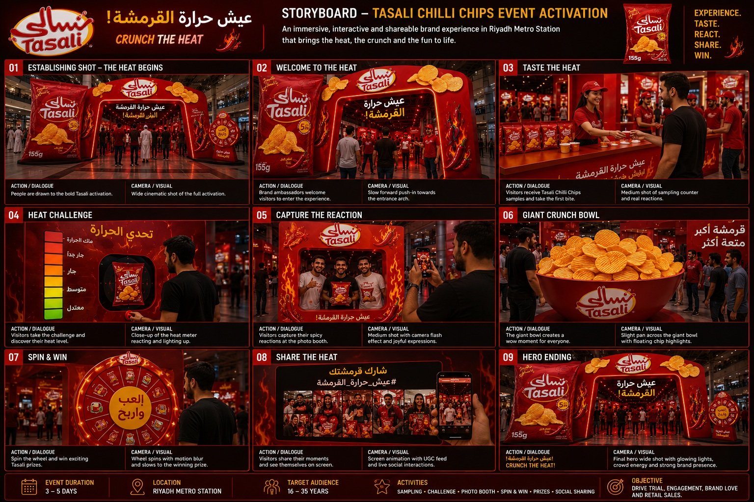 Tasali activation storyboard — visitor journey overview
